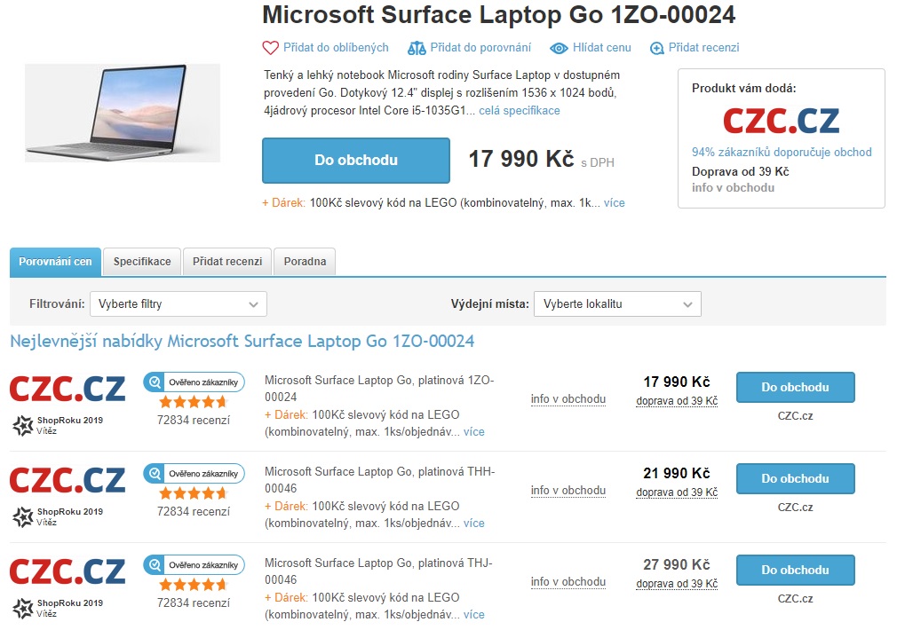 Známe ceny novinek Surface Laptop Go a Surface Pro X