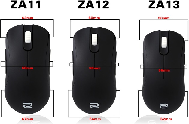 Zowie ZA11, ZA12 a ZA13: herní myš ve třech velikostech