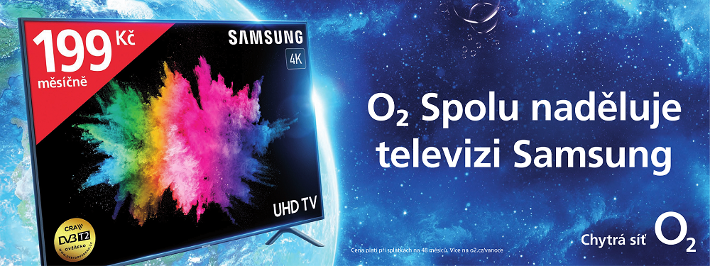 O2 k Vánocům nadělí chytrou 4K televizi Samsung za 199 korun měsíčně i bonus až 4 tisíce na mobily