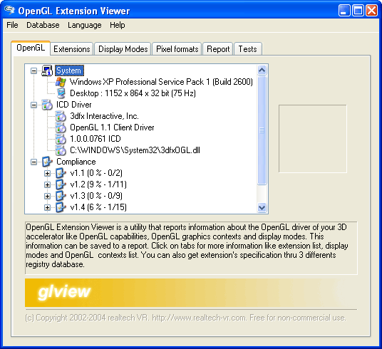 OpenGL Extension Viewer (GLView) 2.07