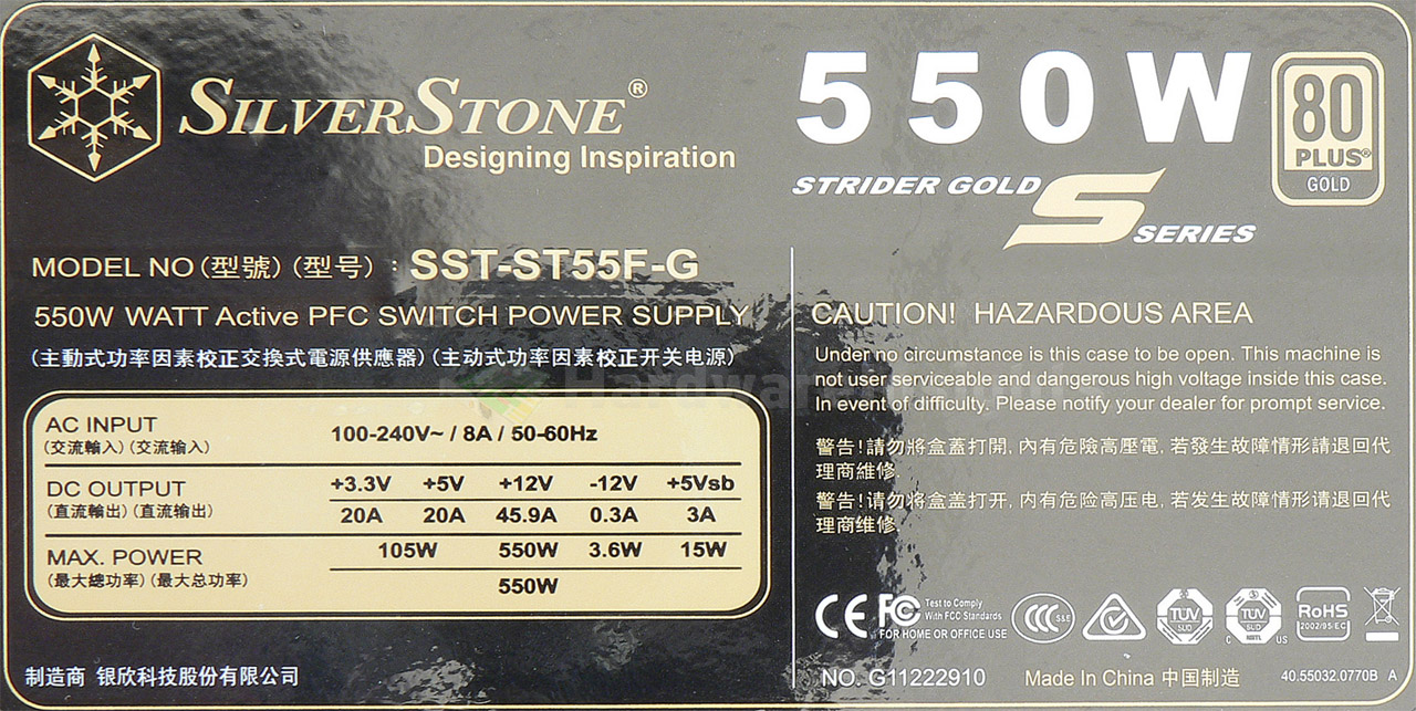 Silverstone Strider Gold S 550 W: zlatá platforma High Power 