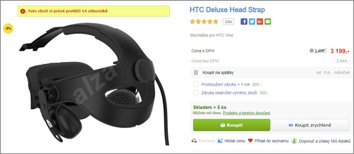 HTC Vive nyní s Deluxe Audio Strap zdarma