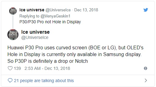 Huawei P30 zřejmě děravý displej nedostane