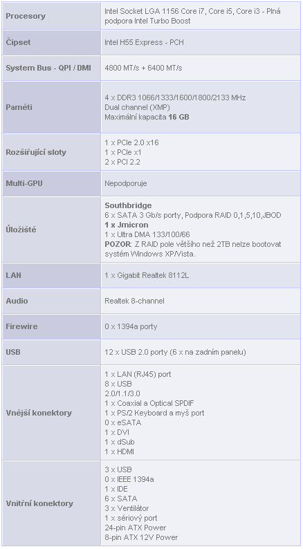 Velký test šesti základních desek s H55 a H57 1/2