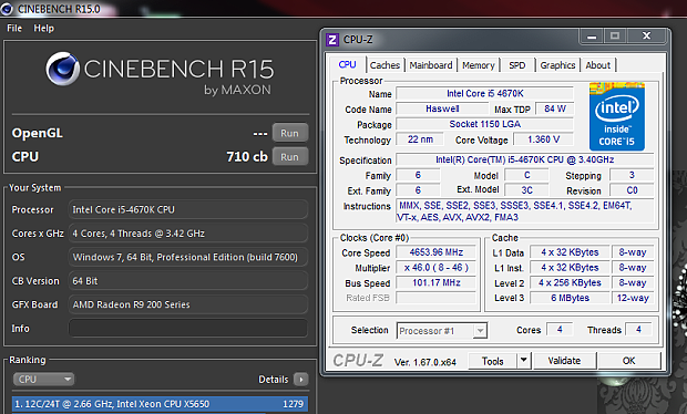 Cinebench na 4654 MHz je na Haswellu už téměř maximem, se kterým si většina kusů poradí.