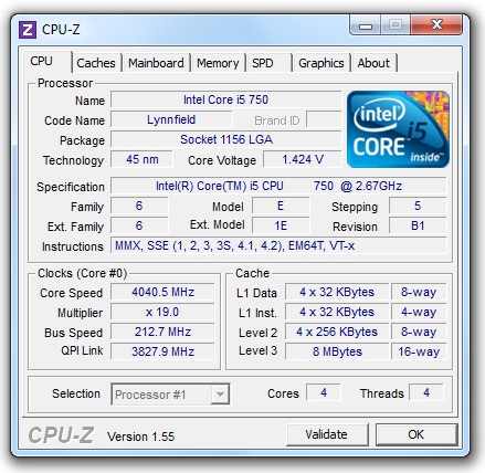CPU-Z 1.55 s podporou nových procesorů Intel