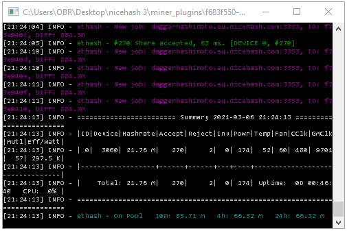 RTX 3060: Mining Hashrate a Resizable BAR na Intel X299