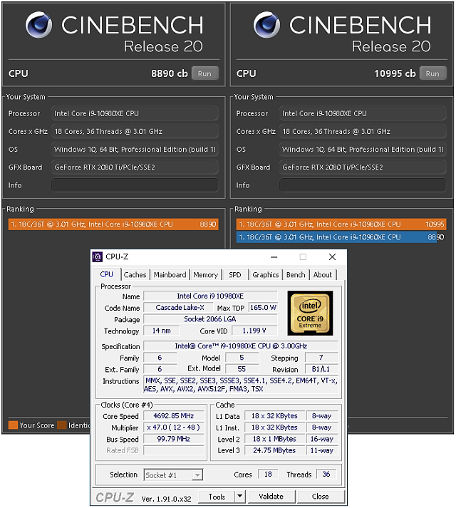 Core i9-10980XE a ASUS Rampage VI Extreme Encore