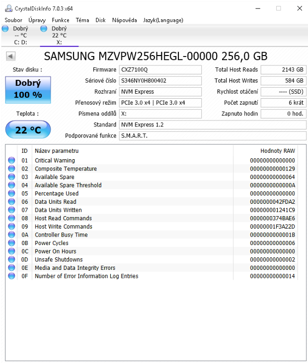 Samsung SM961 (256 GB) – OEM verze 960 PRO v testu