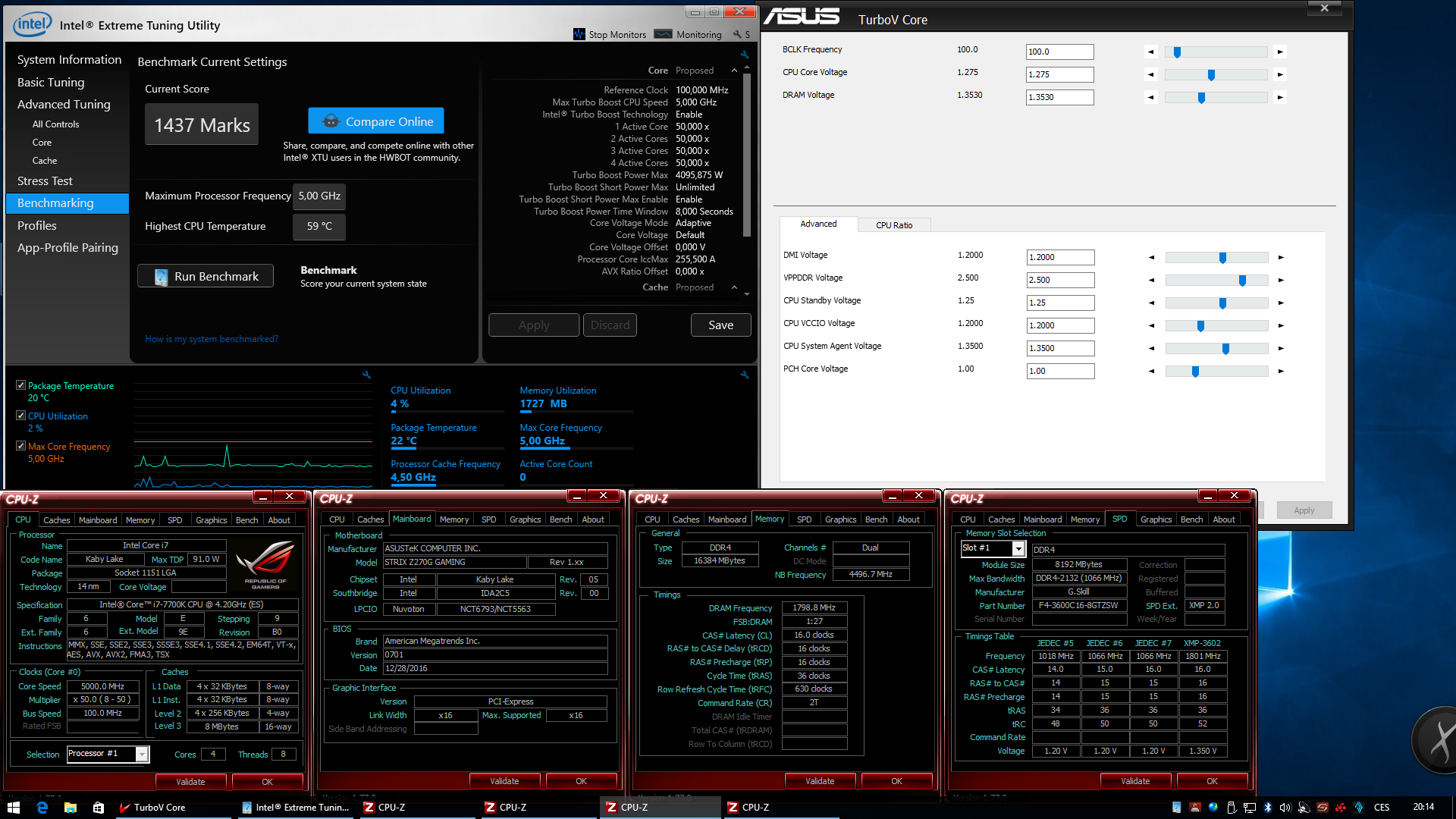 Asus Strix Z270G Gaming: i7-7700K na 5300 MHz