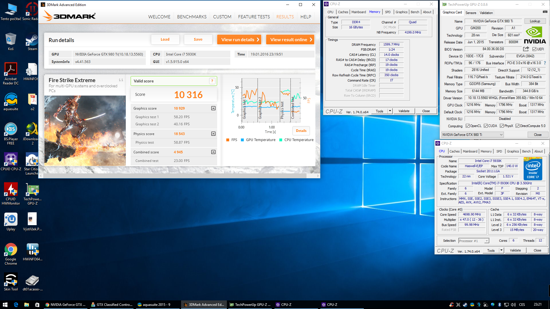 Správně validní výsledek benchmarku FireStrike Extreme