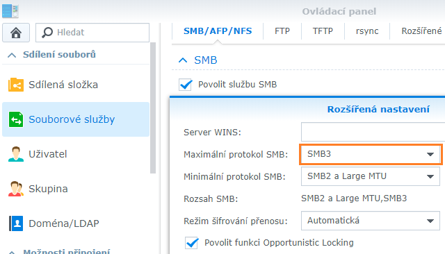 Povolení protokolu SMB3