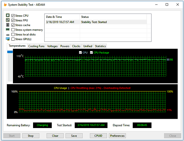 OCCT test a omezování výkonu CPU