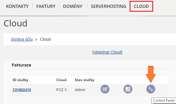 Jděte do Cloud a pokuste se proklikak k objednání serveru.