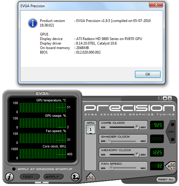 eVGA Precision 1.9.5 - pomůcka pro vaší grafiku