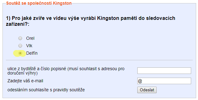 Vyhlášení soutěže o zajímavé ceny od společnosti Kingston