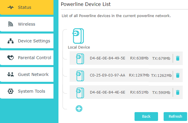 Správa Powerline adaptérů