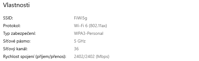 Wi-Fi6, 5 GHz, šířka kanálu 160 MHz