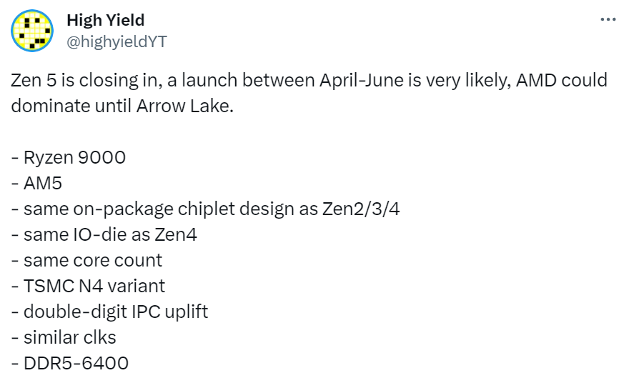 Ryzen 9000: detaily o procesorech založených na architektuře Zen 5 unikají