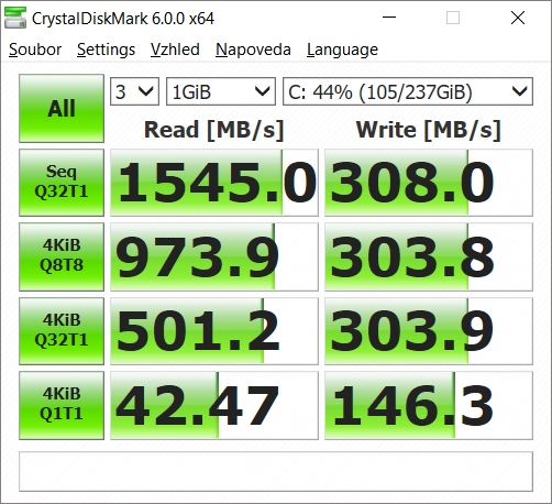 Rychlost M.2 SSD v notebooku HP Omen