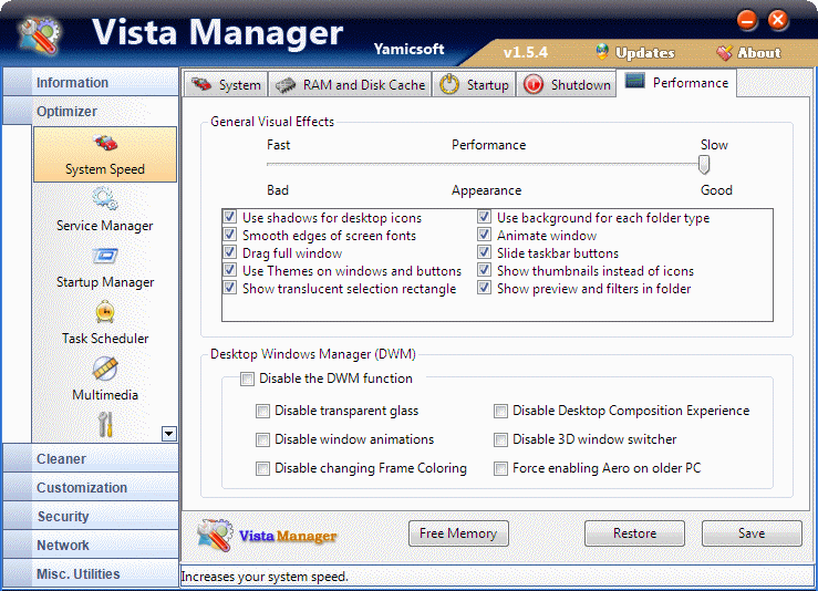 Vista Manager - mocný správce Windows