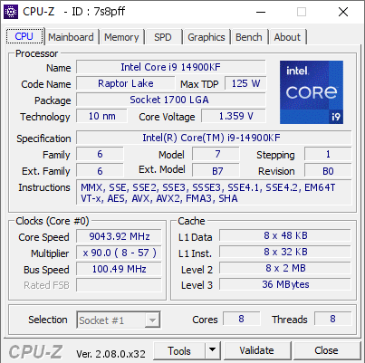 CPU-Z z momentu kdy byl překonán rekord u frekvence procesoru