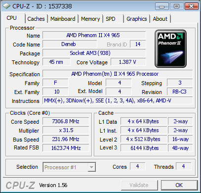 Procesor Phenom II X4 965 BE popohnán na frekvenci 7,3 GHz [extrémní přetaktování]