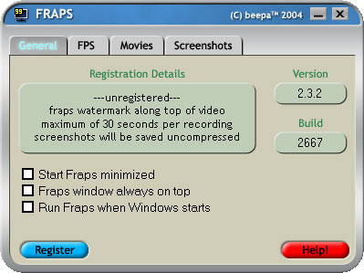Fraps - aneb zobrazování FPS (verze 2.3.3)