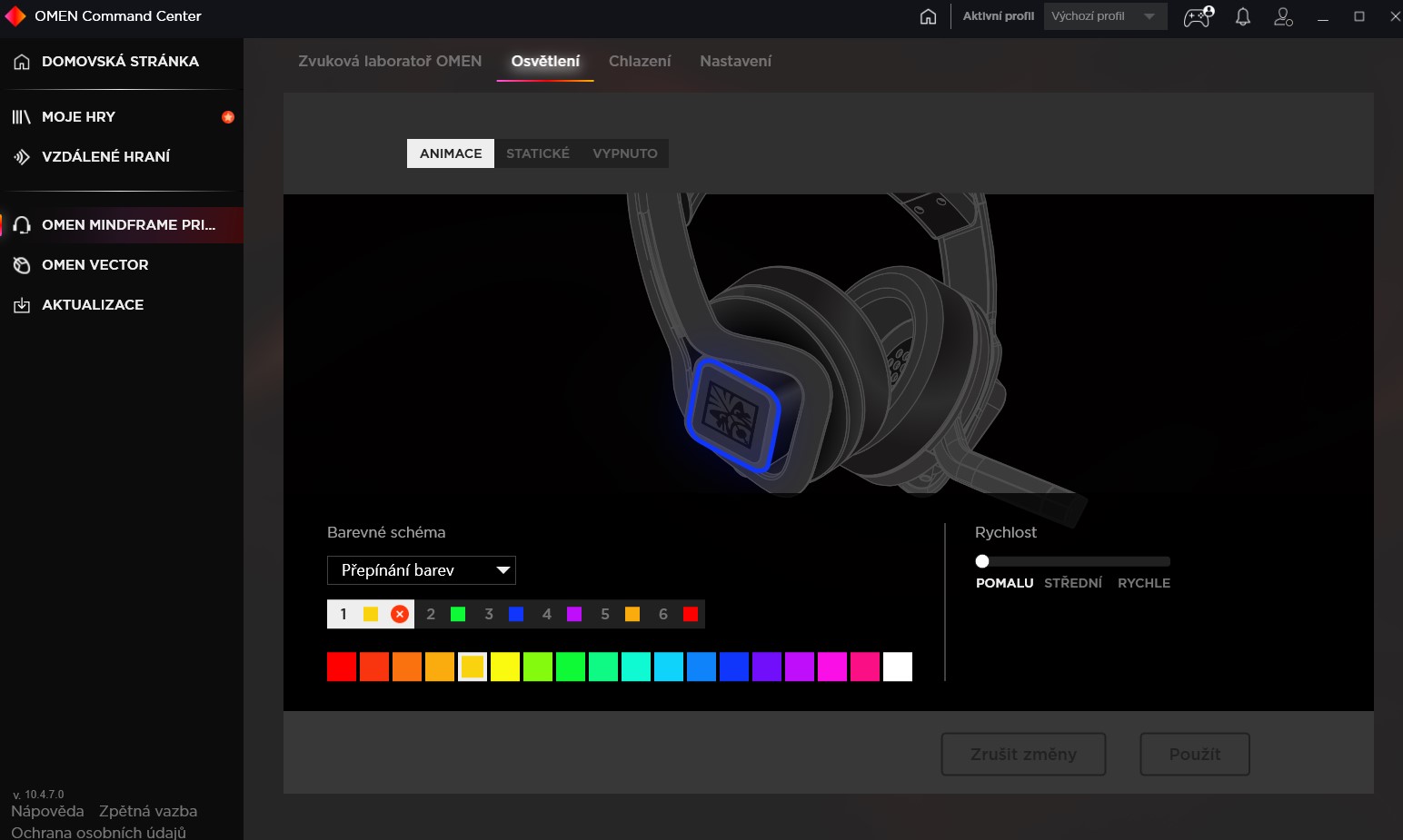 Vybavení  HP OMEN - klimatizovaný headset a fajn myš