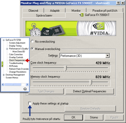 GeForce FX 59xx, přetaktování a úprava BIOSu