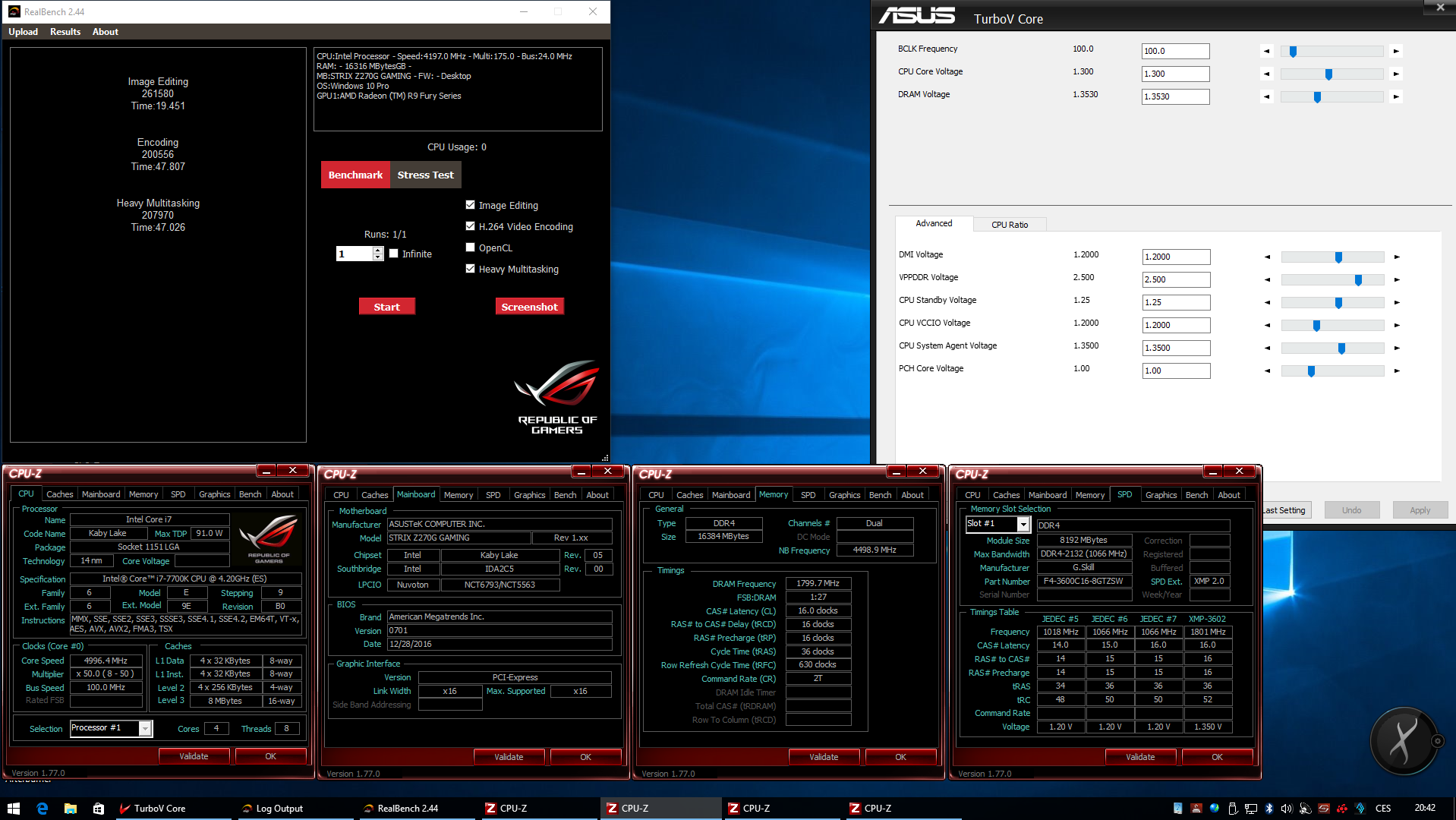 Asus Strix Z270G Gaming: i7-7700K na 5300 MHz