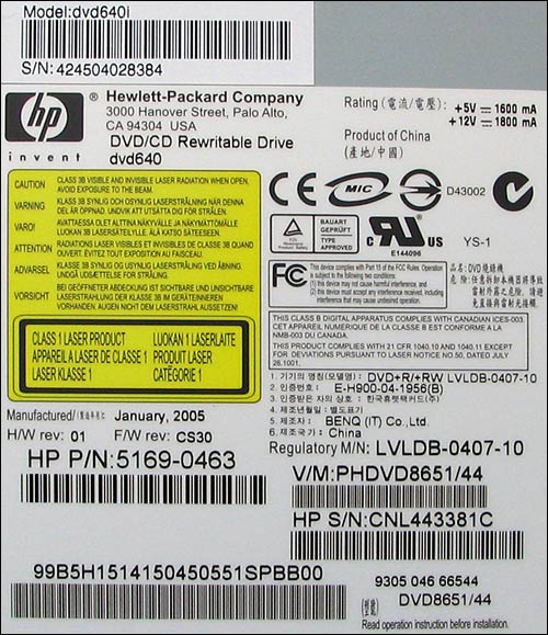 HP dvd640i, ten co umí LightScribe