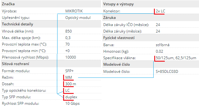 SFP+ modul S+85DLC03D