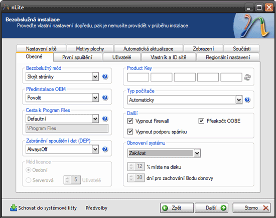 nLite: Instalace Windows XP SP3 na míru