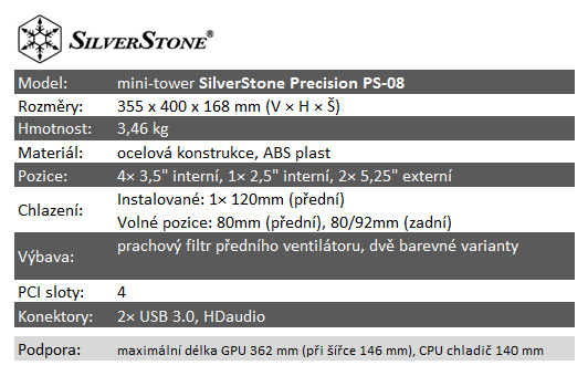 SilverStone Precision PS-08 – levná skříň známé značky