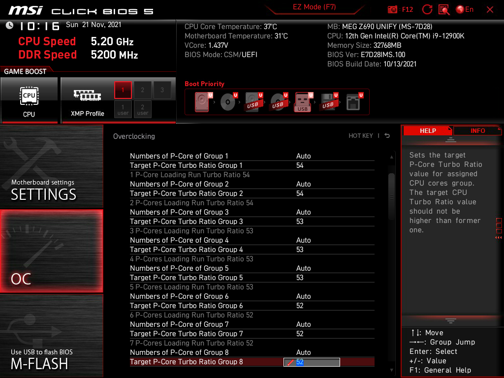 MSI Z690 MEG Unify: Taktujeme CPU a paměti na desce MSI