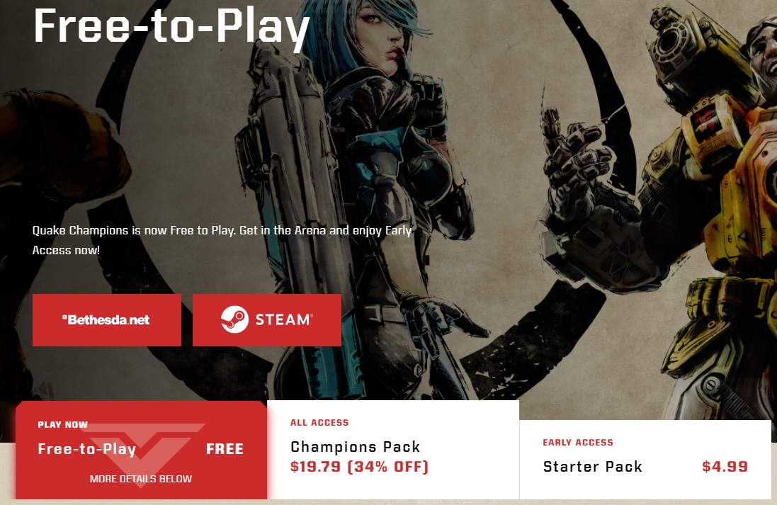 Arénová střílečka Quake Champions je nyní trvale free-2-play