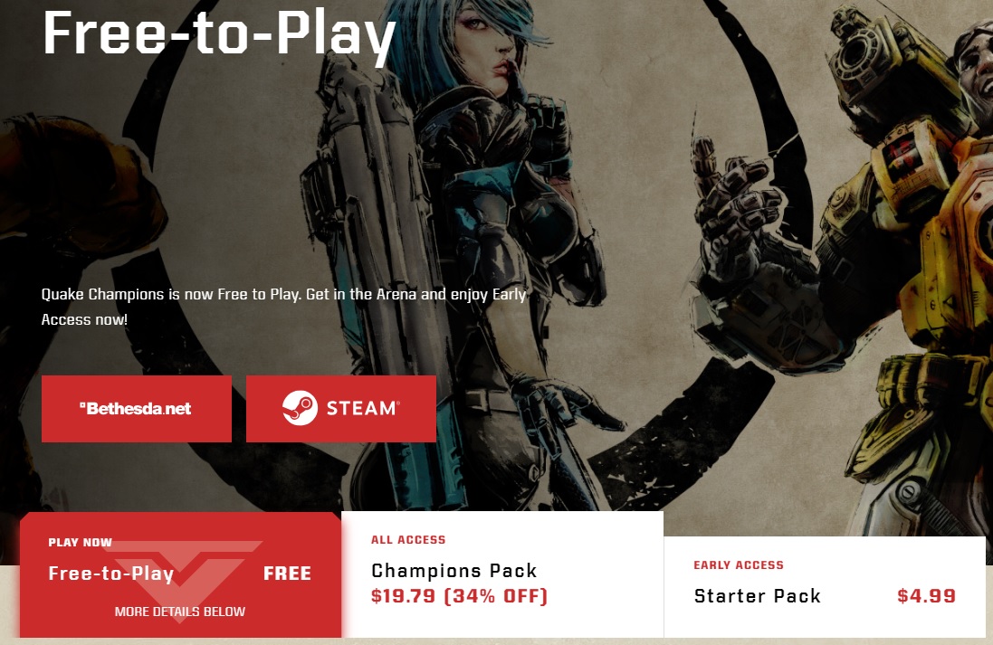  Arénová střílečka Quake Champions je nyní trvale free-2-play