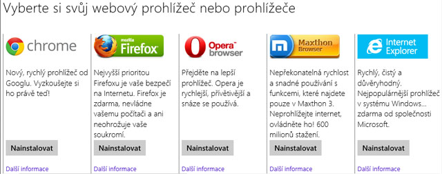Novým uživatelům OS Windows již není nabízen výběr prohlížeče