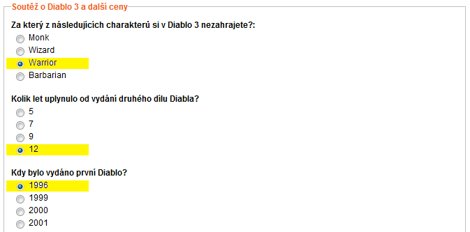 Vyhlášení soutěže o Diablo 3 a další ceny