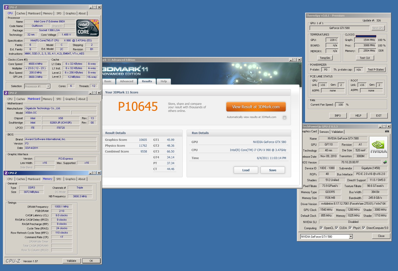 Gigabyte GTX 580 SuperOverClock – rekord v 3DMarku11