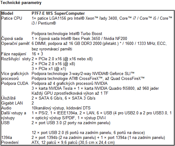 Prémiová deska ASUS P7F7-E WS SuperComputer