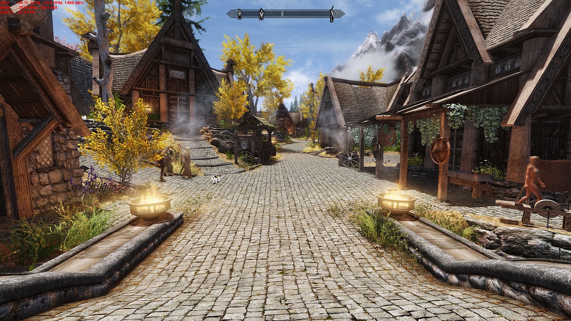 JK Whiterun SE v kombinaci s BC. Činí město bohatší a hezčí na pohled. 32,6 FPS.