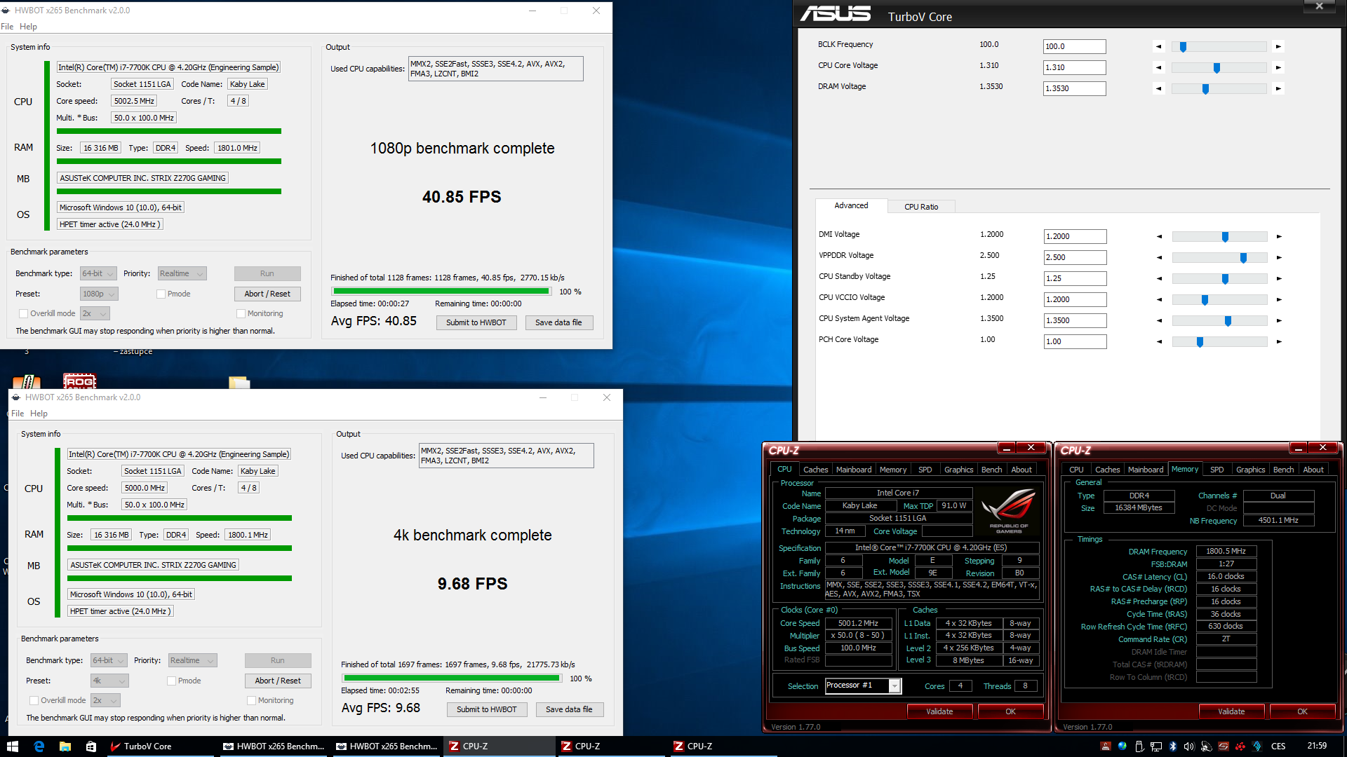 Asus Strix Z270G Gaming: i7-7700K na 5300 MHz