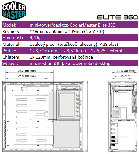 CoolerMaster Elite 360 – klasická skříň trošku jinak 