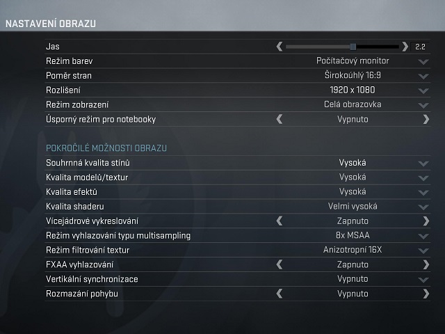 CS:Gloal Offensive nastavení detailů
