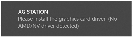 Aplikace vás poté upozorní, že grafika v boxu potřebuje driver