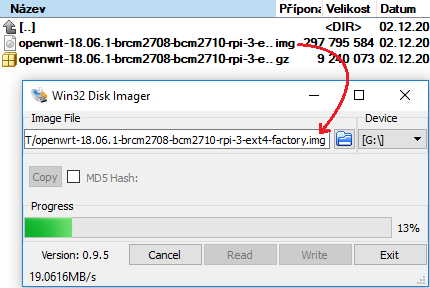 Nahrávání OpenWrt pro RPI
