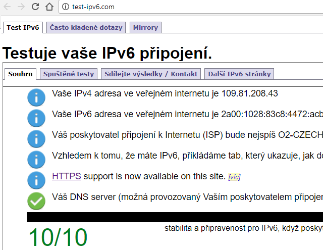 Kontrola stavu IPv6