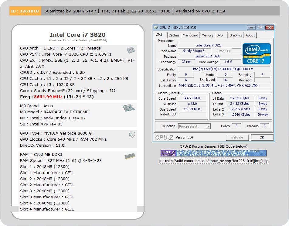 Procesor Core i7-3820 přetaktován na 5666 MHz